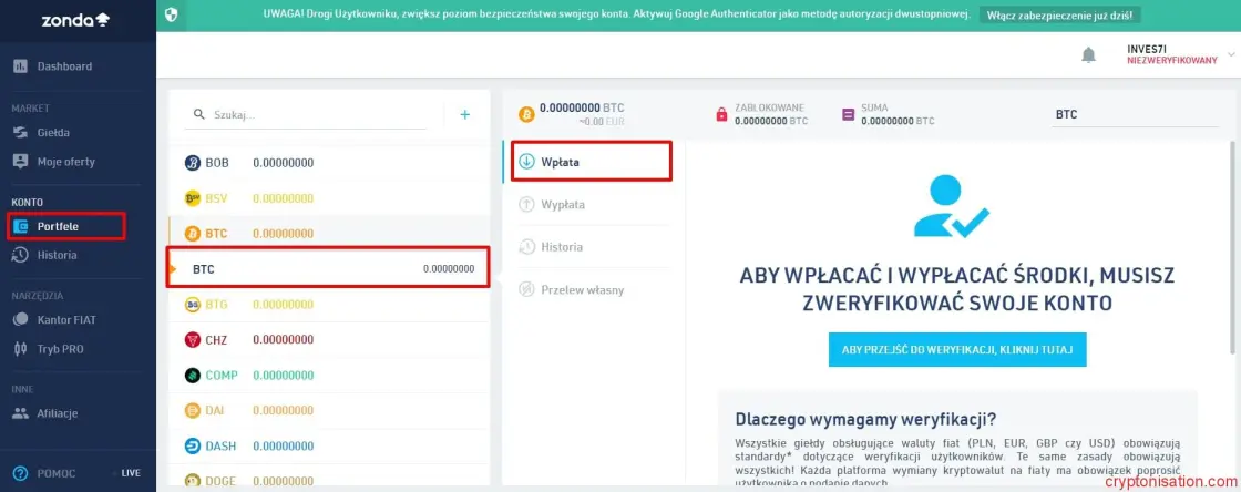 Uzupełnianie portfela
