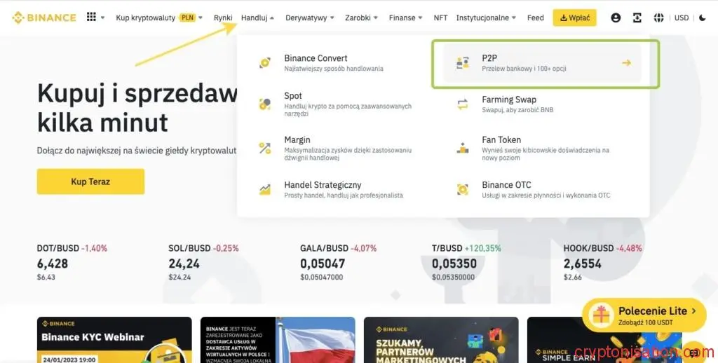 Handel P2P na Binance