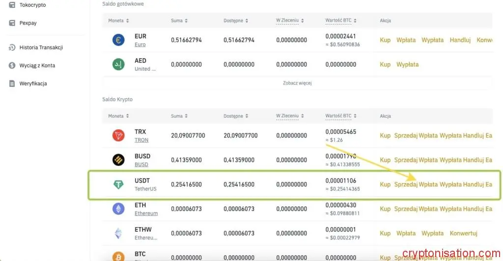 Wpłata w USDT