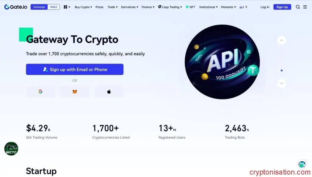 Oficjalna strona giełdy kryptowalut Gate.io
