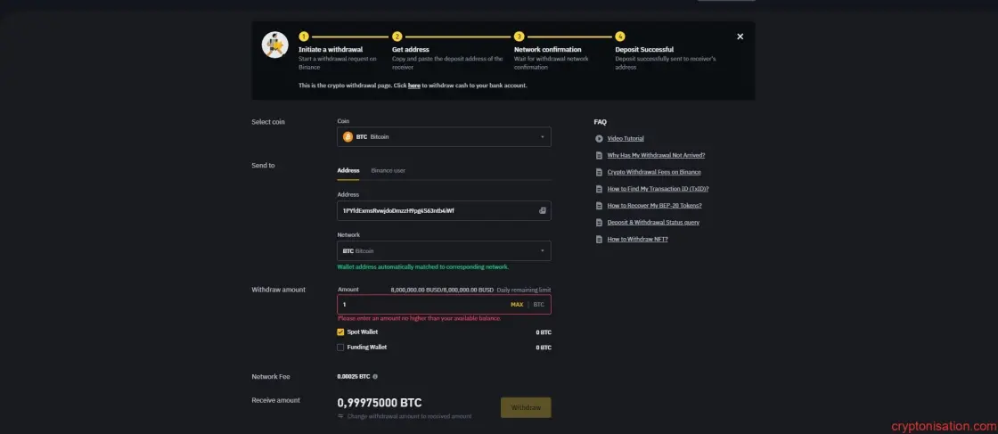 Binance’dan para çekme başvurusu