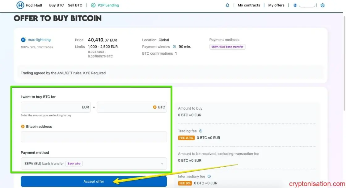Bitcoin satın alma kontratı oluşturma