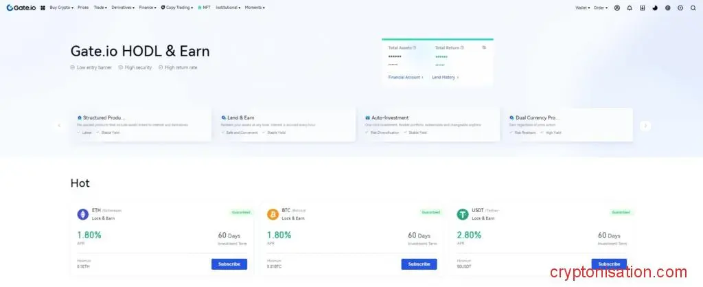 Página de HODL & Earn