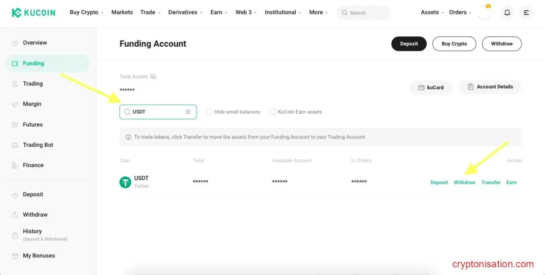 Retiro de USDT