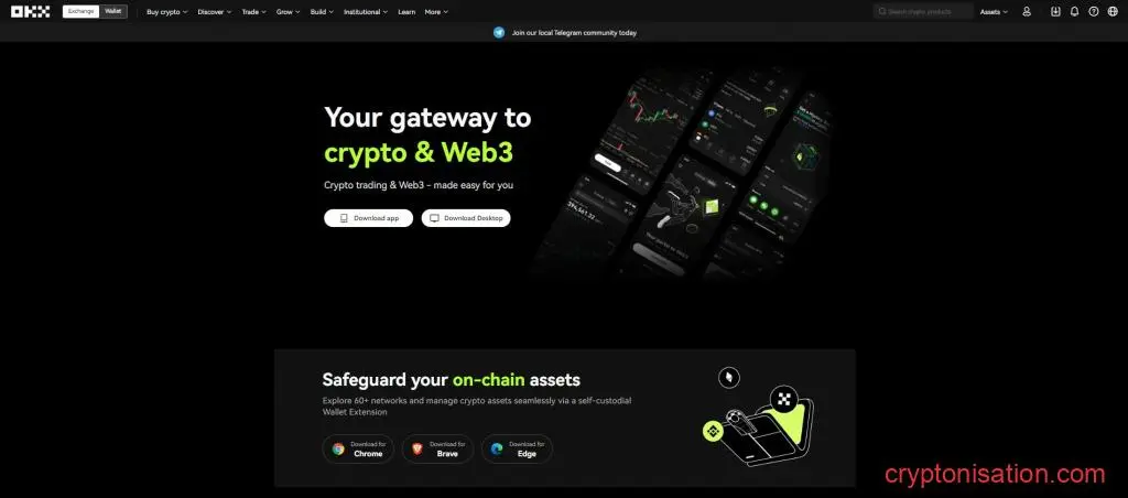 Página con la aplicación oficial de OKX