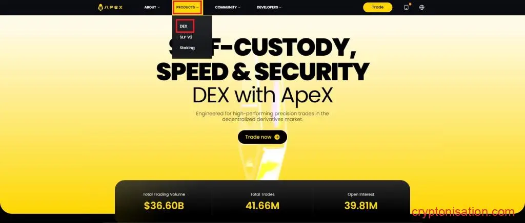 Página de inicio de ApeX