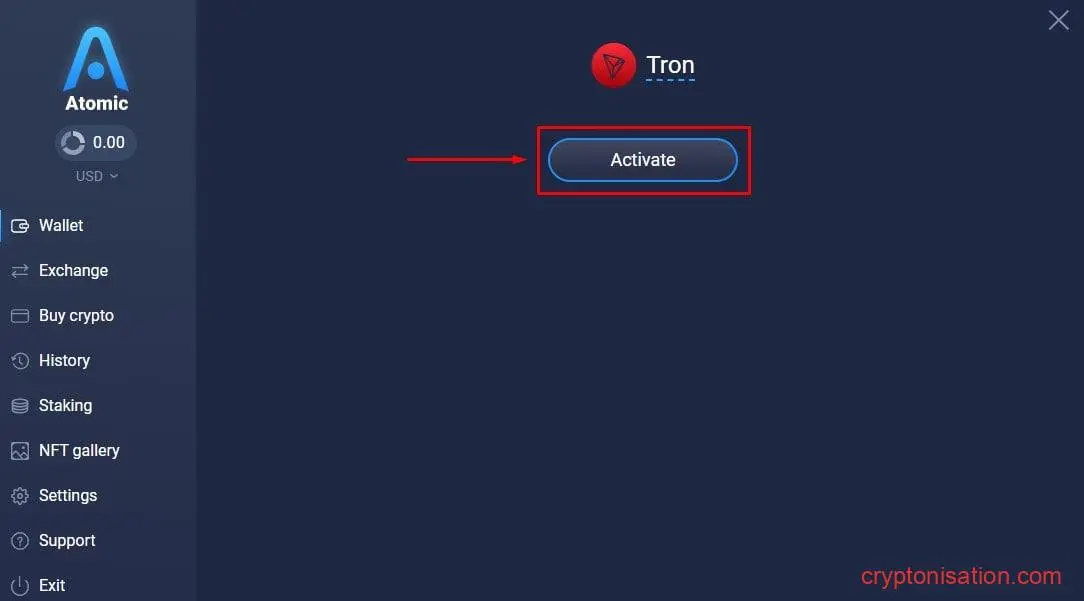 Aktywacja adresu wybranej kryptowaluty