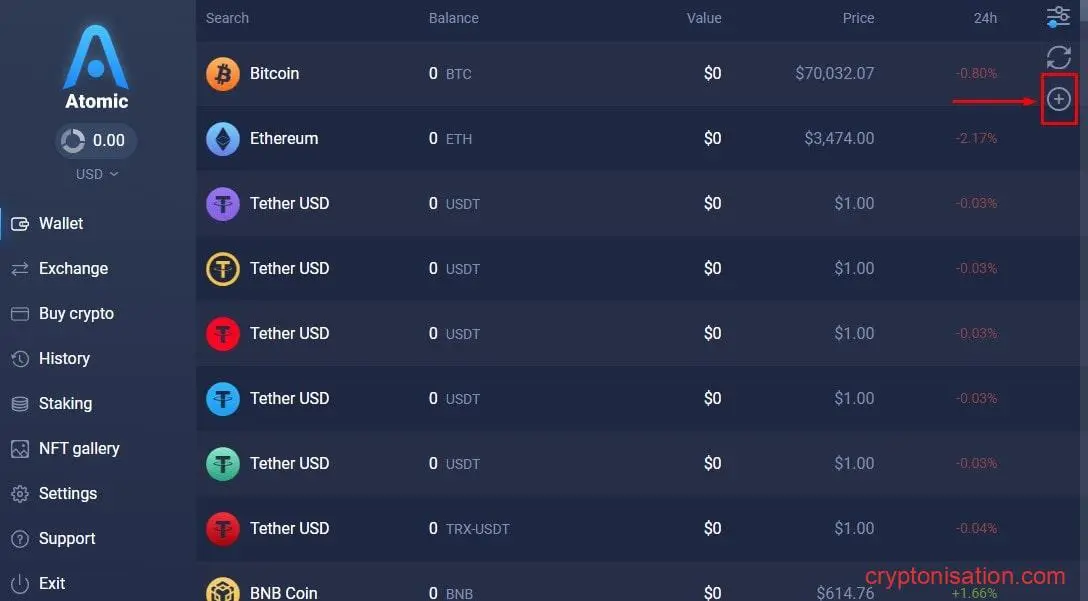 Dodawanie nowej kryptowaluty/tokena