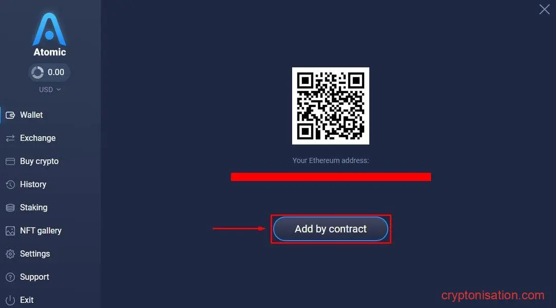  Przejście do menu dodawania nowego tokena/kryptowaluty