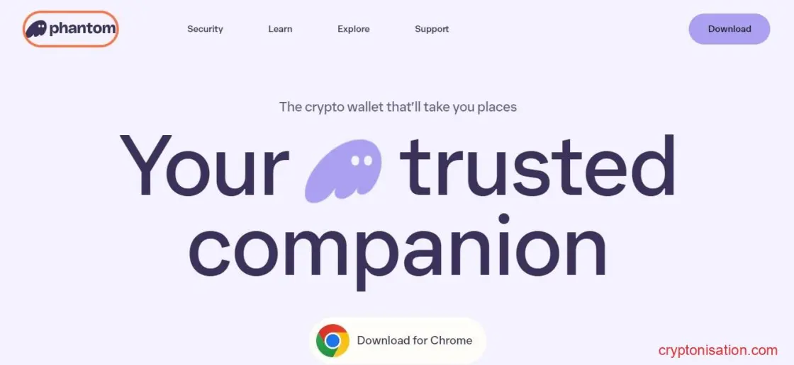 Página de inicio de Phantom Wallet