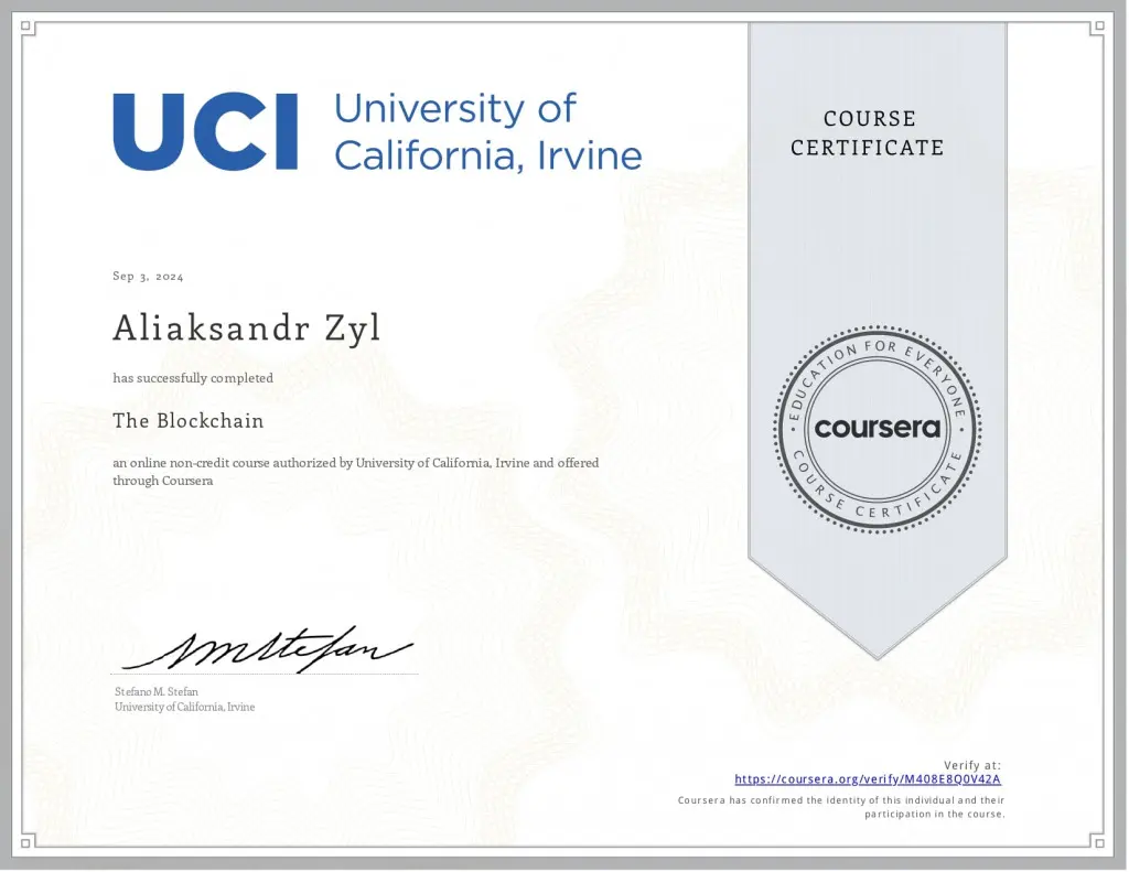 Diplomas y certificados Alexander Zyl