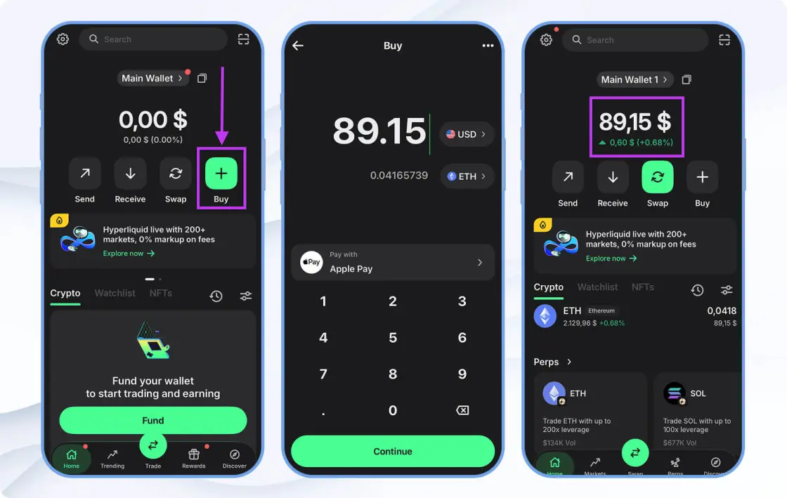 Comprar Ethereum en Trust Wallet